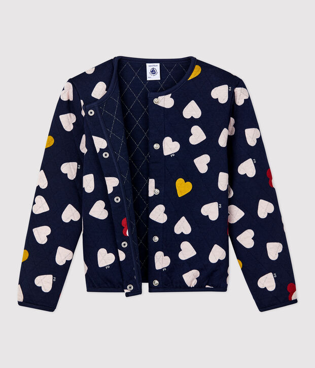 C&aacute;rdigan de tejido t&uacute;bico acolchado de ni&ntilde;a azul/multicolor